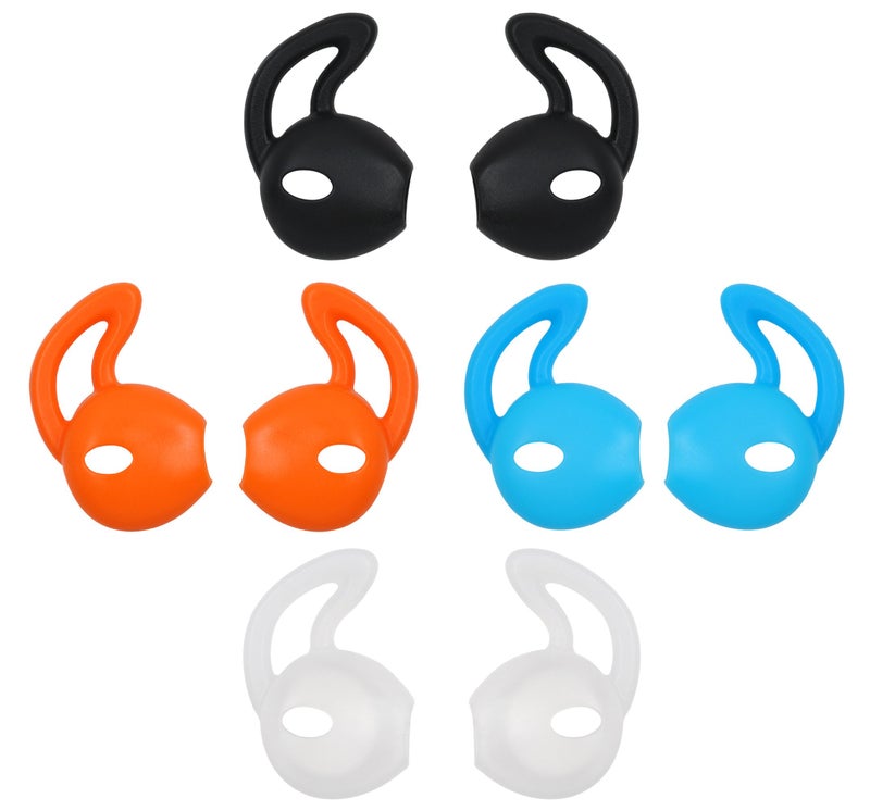 ALXCD Ear Gel for iPhone Earpods, Ear Buds Tips, 4 Pair Anti-Slip Soft Silicone Replacement Earbud Tips for Earphone of iPhone7 SE 6s iPhone 6s Plus 5s [Sport](Black/Clear/Blue/Orange) - Image 1